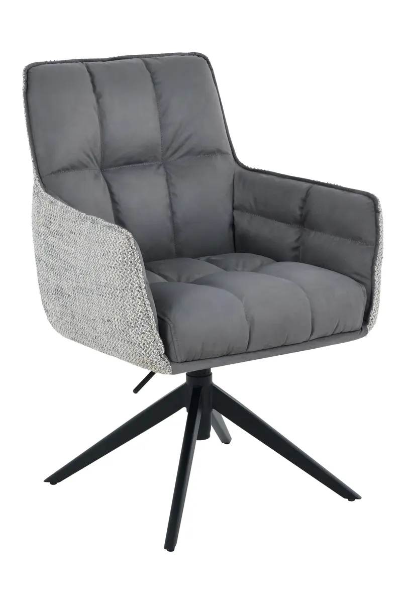 Armlehnstuhl - drehbar, höhenverstellbar, Stoff, Grau