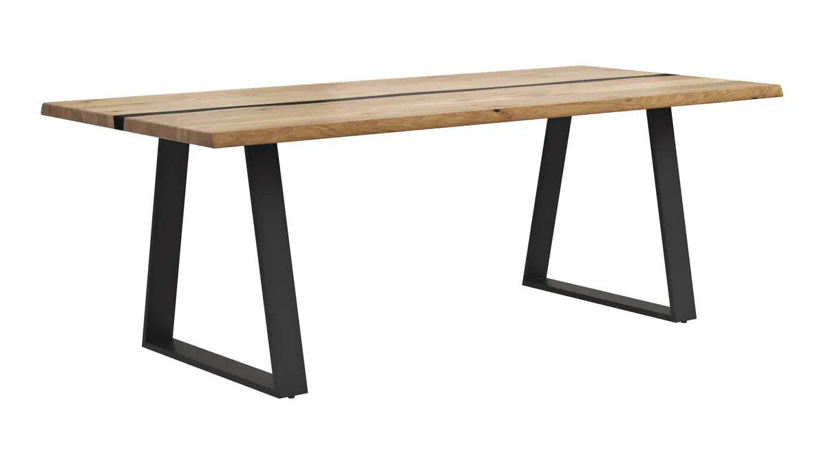 Esstisch Kima - LB ca. 220x100 cm, Wildeiche massiv mit Epoxid-Harz