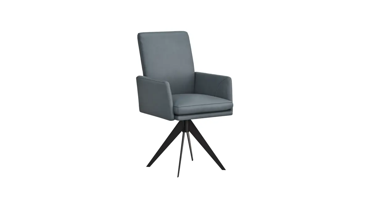 Armlehnstuhl Valloni, Leder, Hellblau