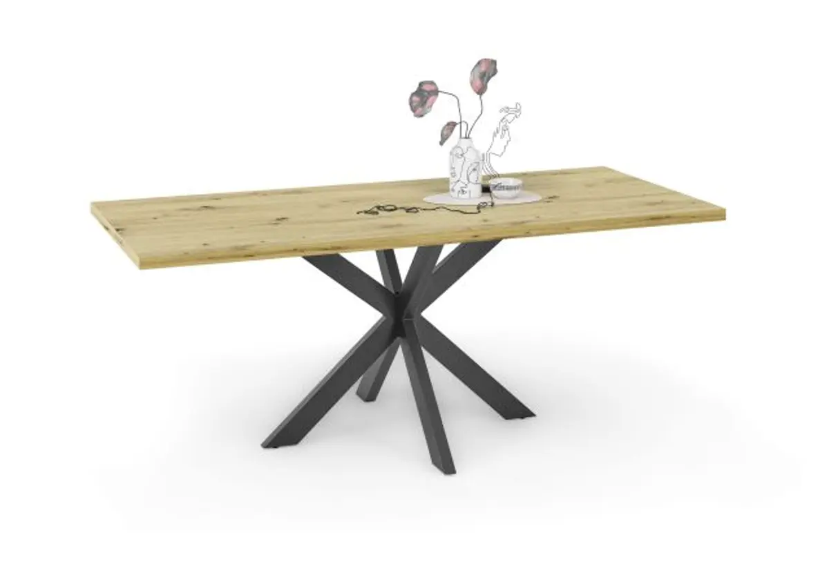 Esstisch - LB ca. 180x90 cm, Asteiche, Schwarz