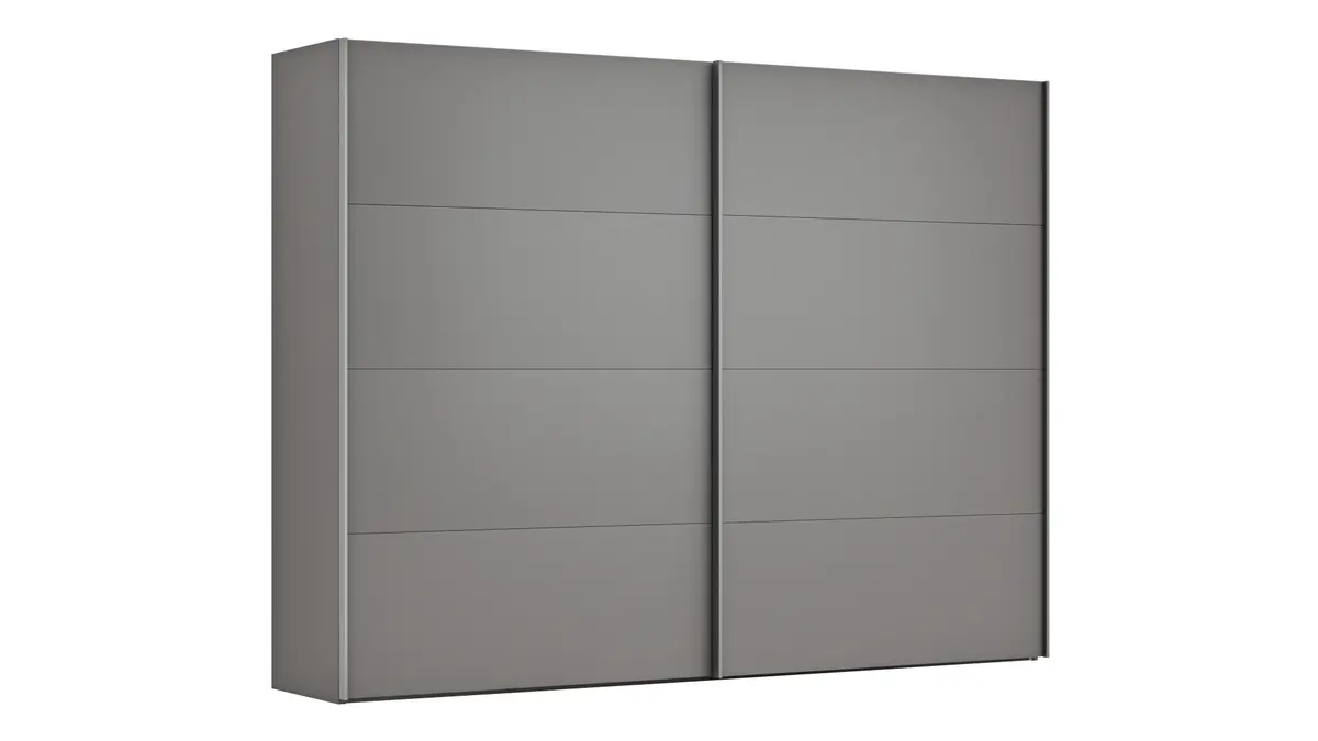 Schwebetürenschrank Viana - B ca. 301 cm, Lack, Steingrau