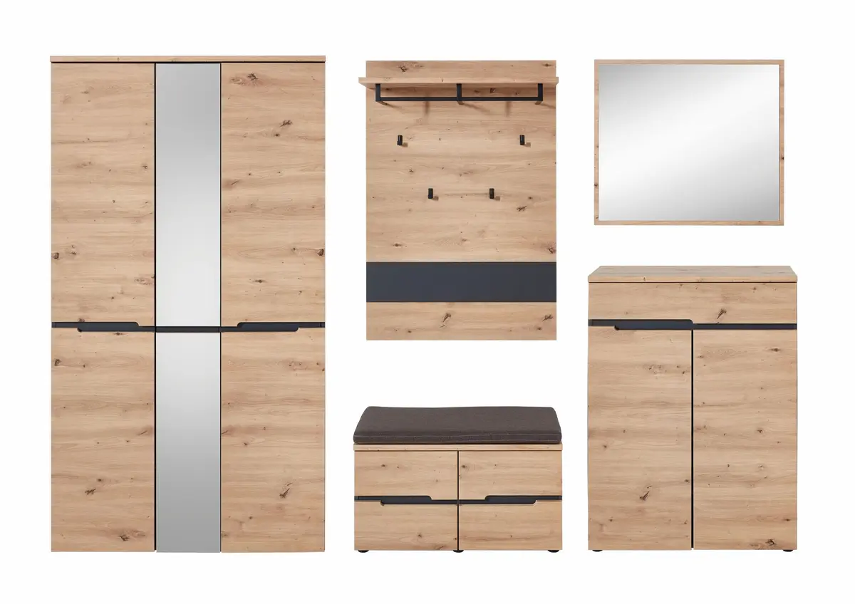 Garderobe - Eiche Dekor, Graphit