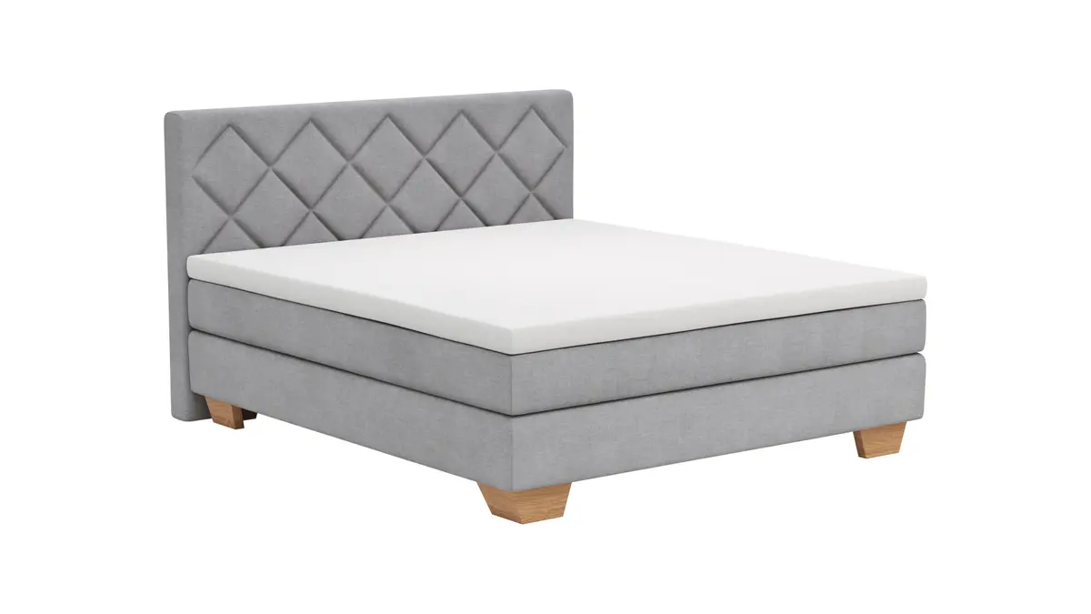 Boxspringbett Taja - Liegefläche ca. 180x200 cm, Stoff, Grau