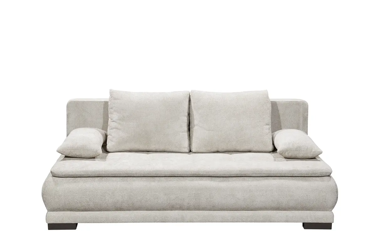 Schlafsofa - 3-Sitzer inkl. Schlaffunktion mit Bettkasten, Stoff, Hellgrau