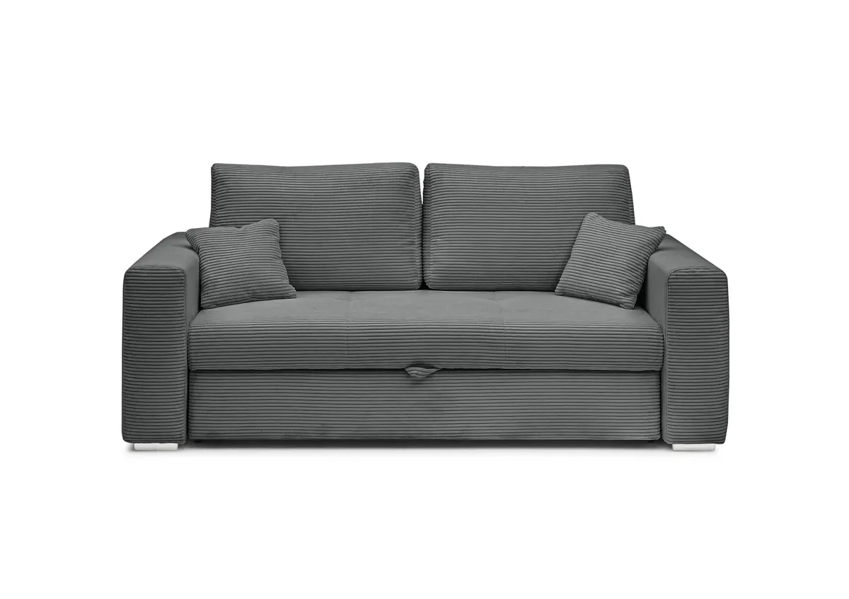 Sofa JORDEN 2 - 2-Sitzer inkl. Schlafftunktion mit Bettkasten, Stoff, Grau