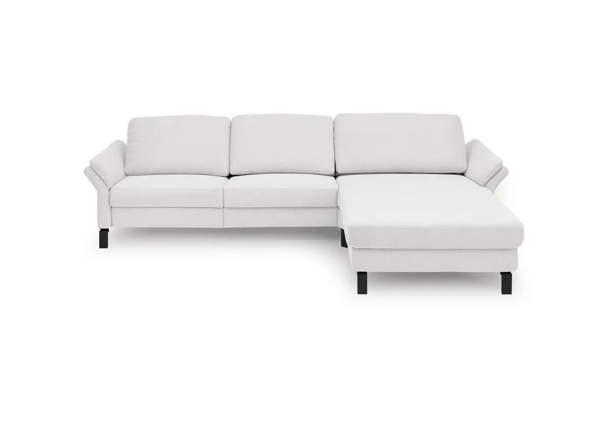 Ecksofa CALM PREMIUM 2.0 - 3-Sitzer mit Longchair rechts, Rückenlehne vertellbar, Stoff, Hellgrau
