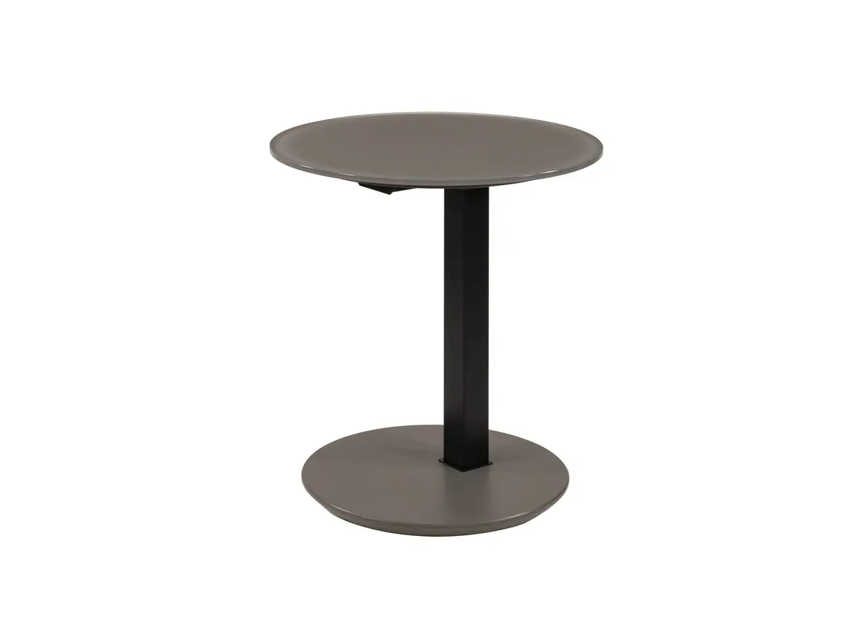 Beistelltisch - höhenverstellbar, D. ca. 50 cm, Graubeige lackiert