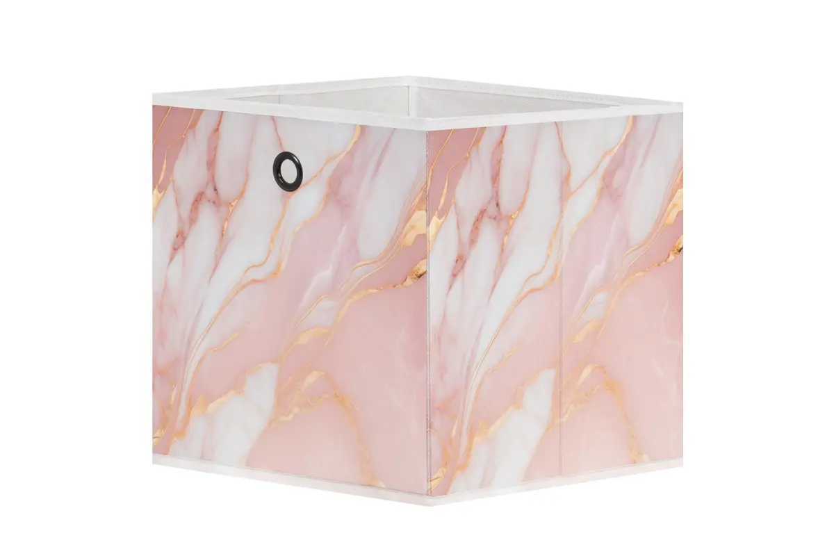 Faltbox - Stoff, Marmor Rosa/Gold
