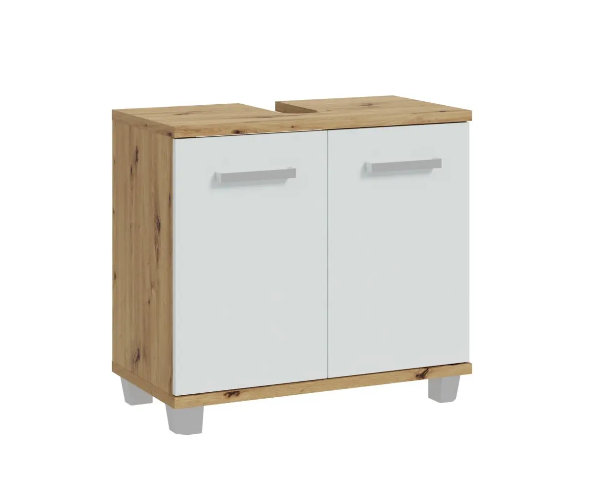 Waschbeckenunterschrank- B ca. 69 cm, Eiche Dekor, Hellgrau