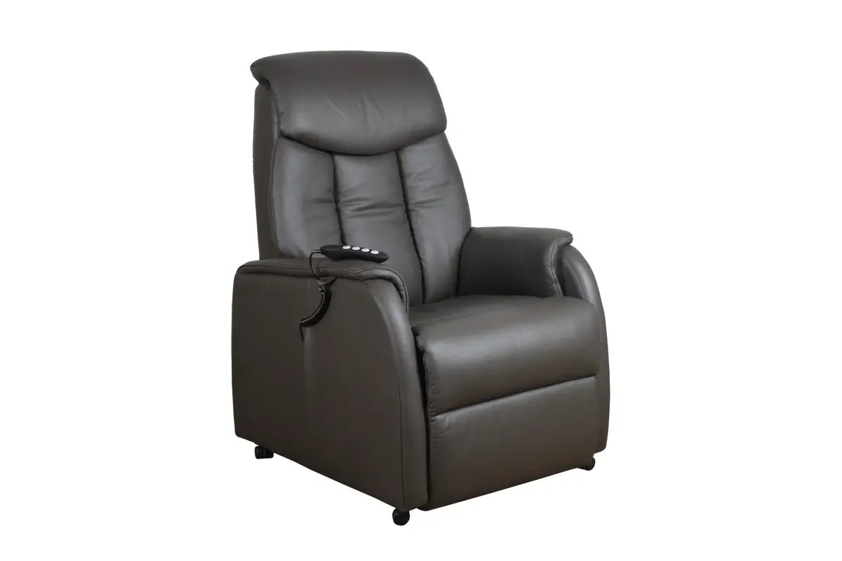 TV-Sessel MARIN - Aufstehhilfe, Relaxfunktion, Kopfteilverstellung, Leder, Dunkelbraun