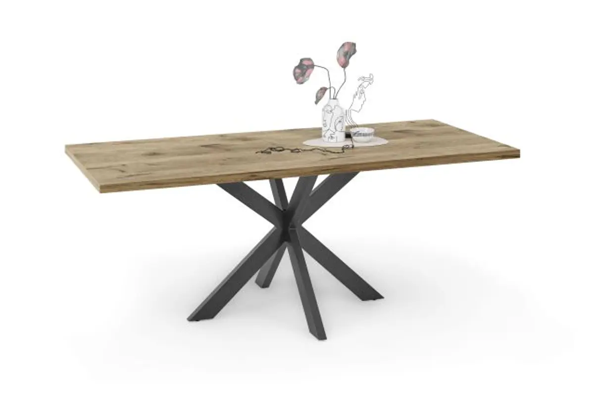 Esstisch - LB ca. 180x90 cm, Viking Eiche, Schwarz