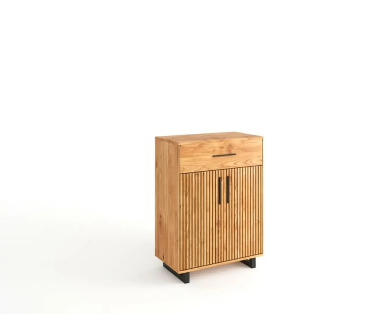 Schuhschrank- Eiche furniert mit Akustikpaneeloptik