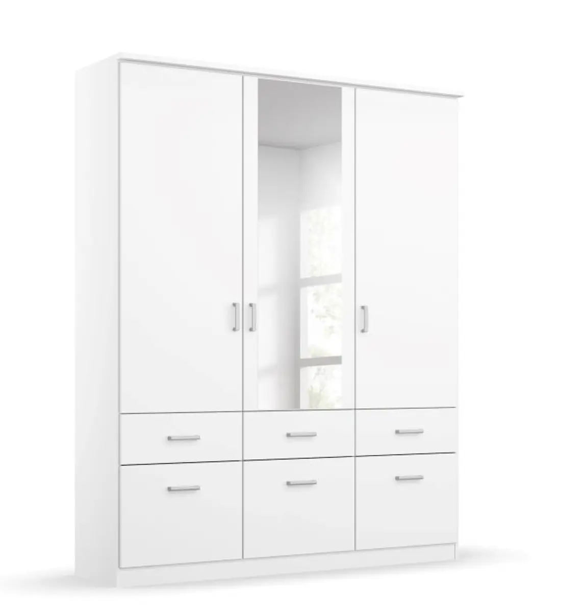 Drehtürenschrank ROYAN- B ca. 136 cm, Weiß, Spiegel