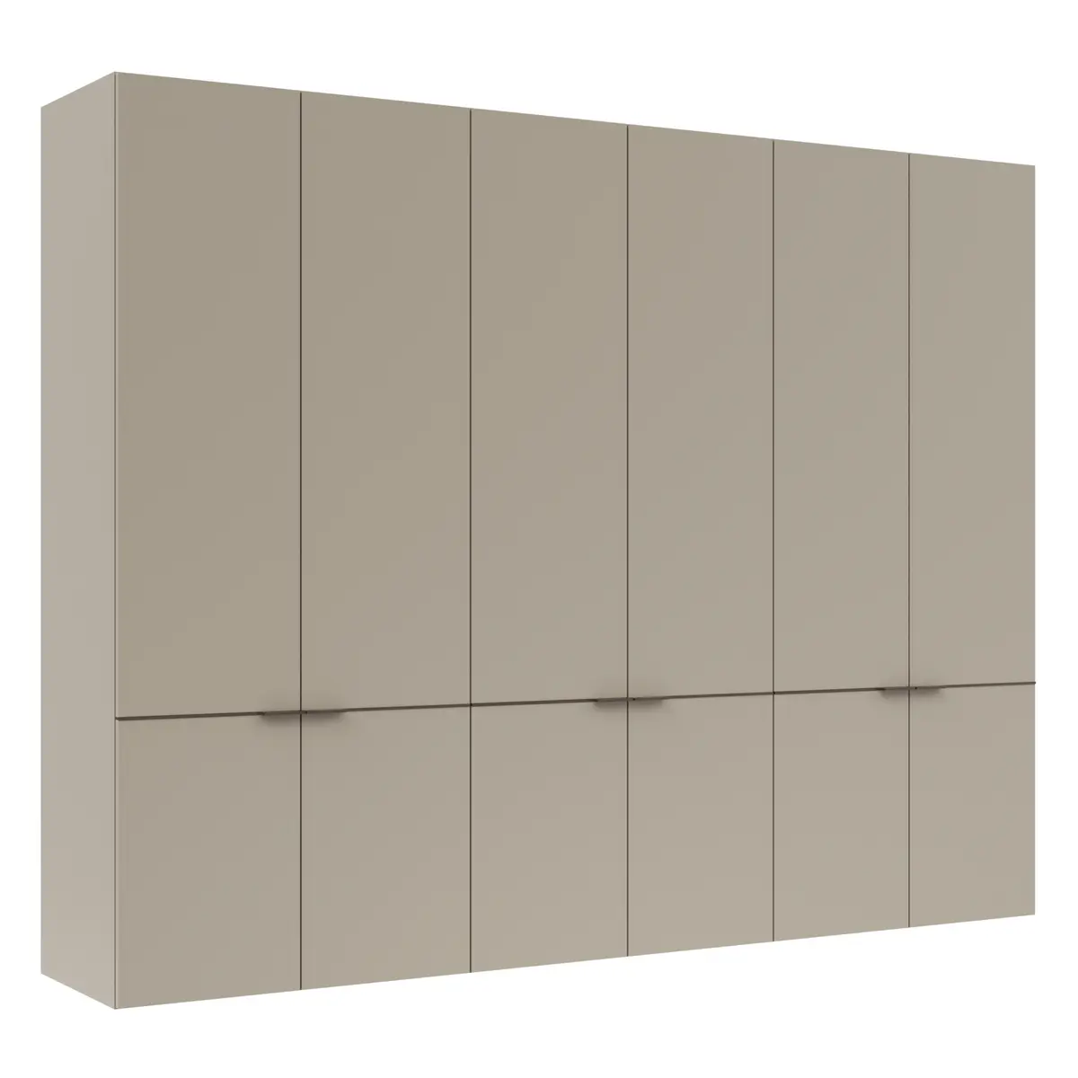 Drehtürenschrank Matera - BHT ca. 301x235x60 cm, Lack Matt, Muschelgrau, Griffe Coffee