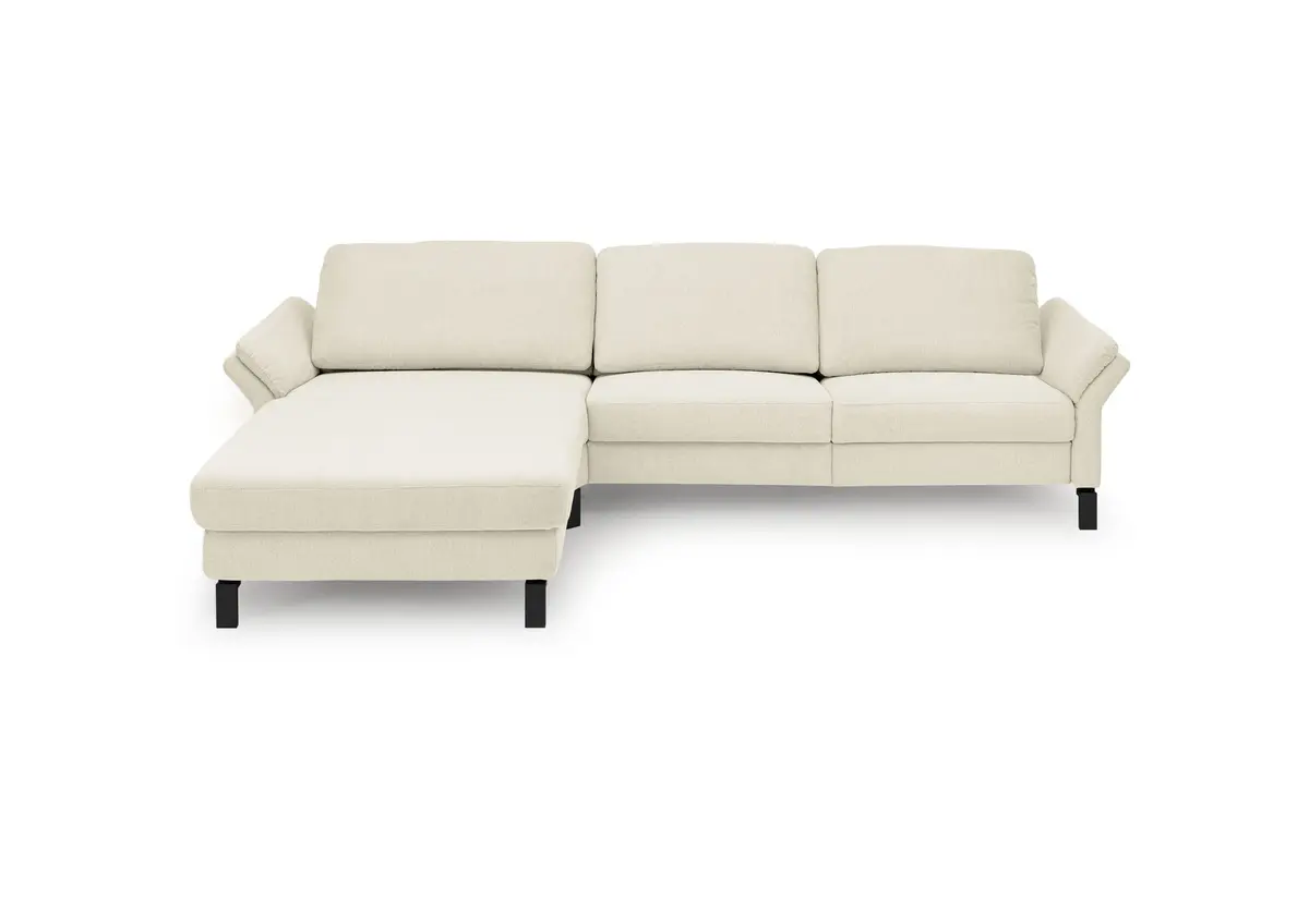 Ecksofa CALM PREMIUM 2.0 - Longchair links mit 3-Sitzer, Rückenlehne verstellbar, Stoff, Natur