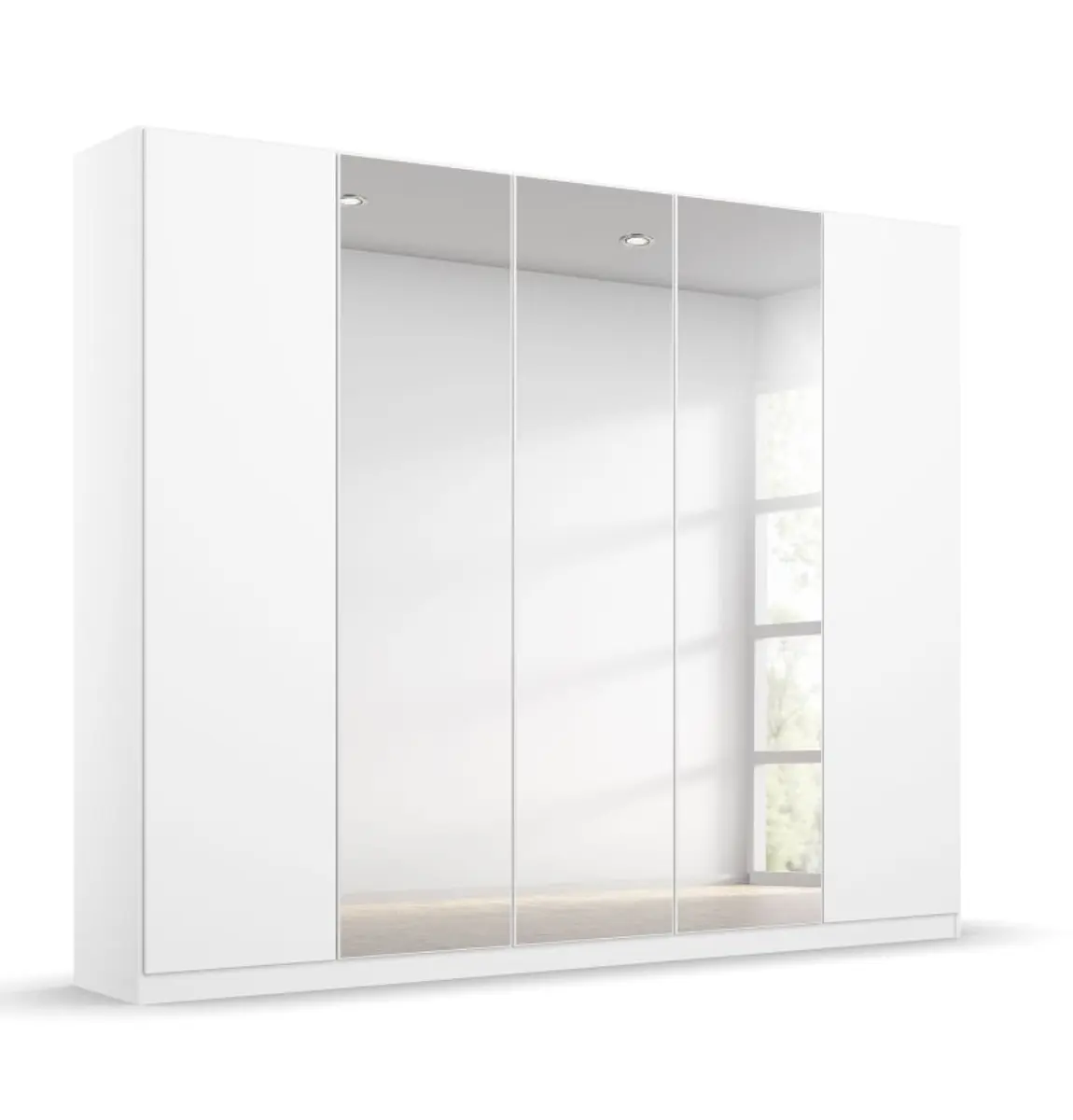 Falttürenschrank RADEM- B ca. 226 cm, Weiß, Spiegel