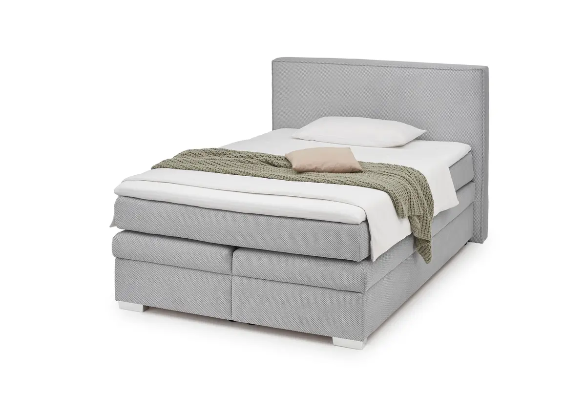 Boxspringbett- Liegefläche ca. 140x200 cm, Stoff, Silberfarben