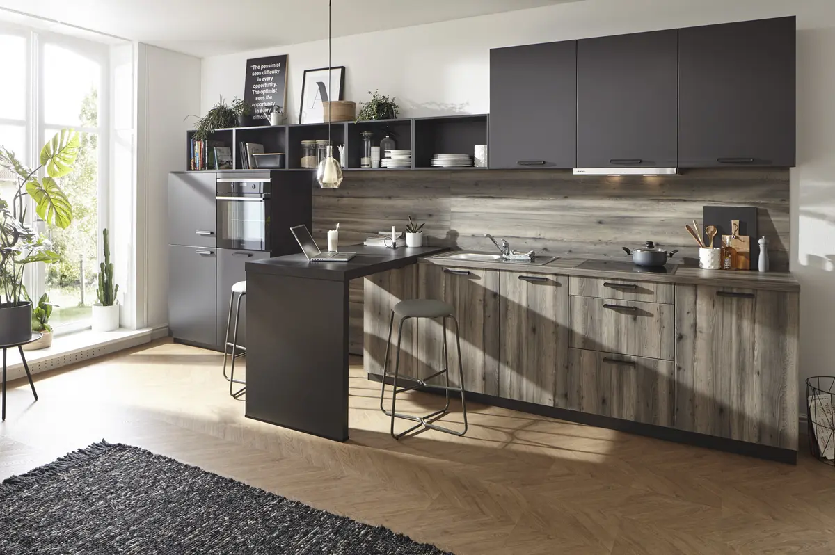 Küchenzeile 50.100 GL 1 521, Lavaschwarz