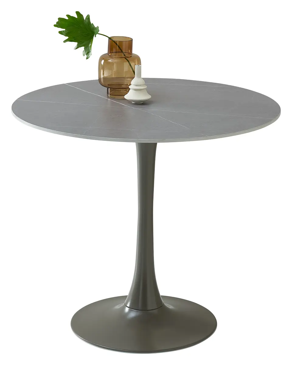 Esstisch - Ø/H ca. 90x75 cm, Grau marmoriert