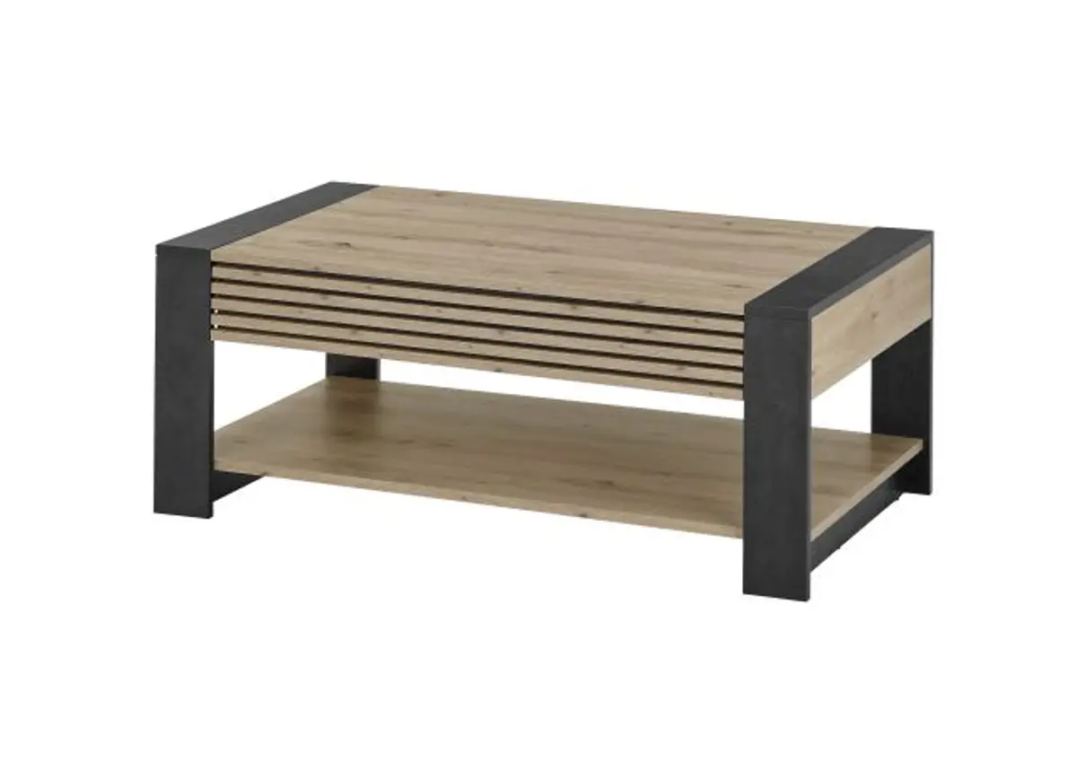 Couchtisch - LB ca. 108x60 cm, Artisan Eiche Nachbildung, Schwarz