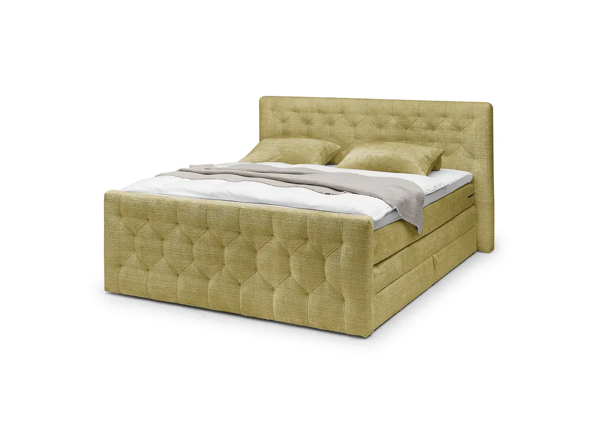 Boxspringbett- Liegefläche ca. 180x200 cm, Stoff, Goldfarben