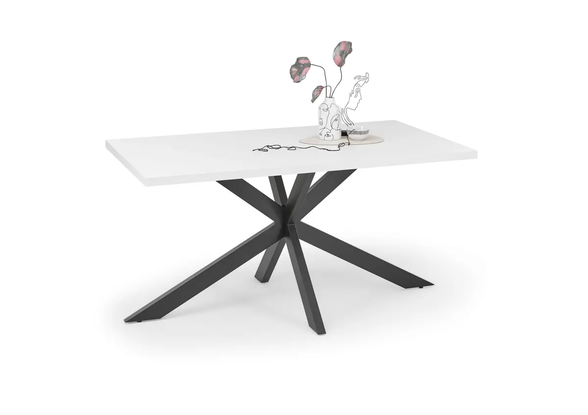 Esstisch - LB ca. 160x90 cm, Weiß, Schwarz