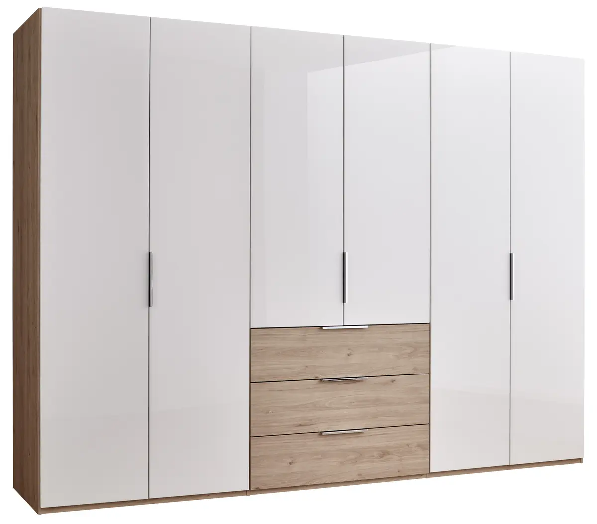 Drehtürenschrank Libro 100 - B. ca. 300 cm, Glas, Weiß