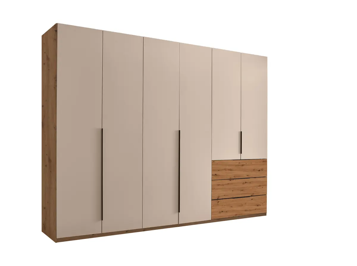 Drehtürenschrank- B ca. 300 cm, Eiche Dekor, Kaschmir