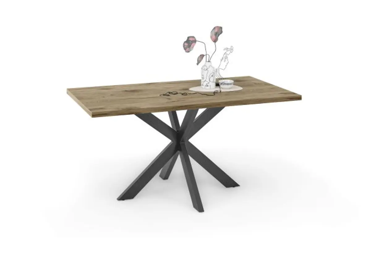 Esstisch - LB ca. 160x90 cm, Viking Eiche, Schwarz