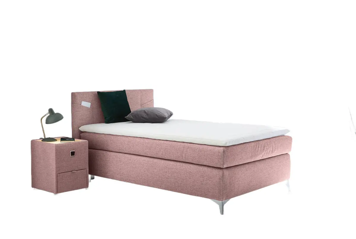 Boxspringbett- Liegefläche ca. 120x200 cm, Stoff, Hellrosa