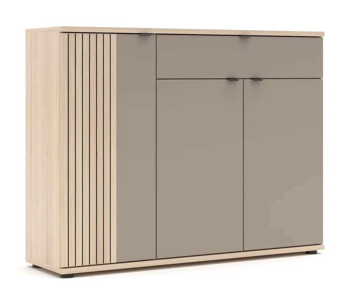 Schuhschrank - B ca. 133 cm, Riva Eiche Nachbildung, Basalt