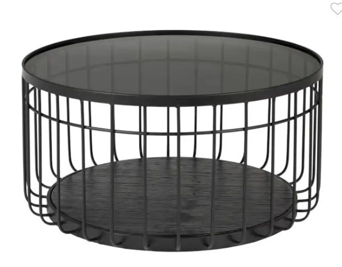 Couchtisch Svala M - Eisen, MDF, Glas, Schwarz