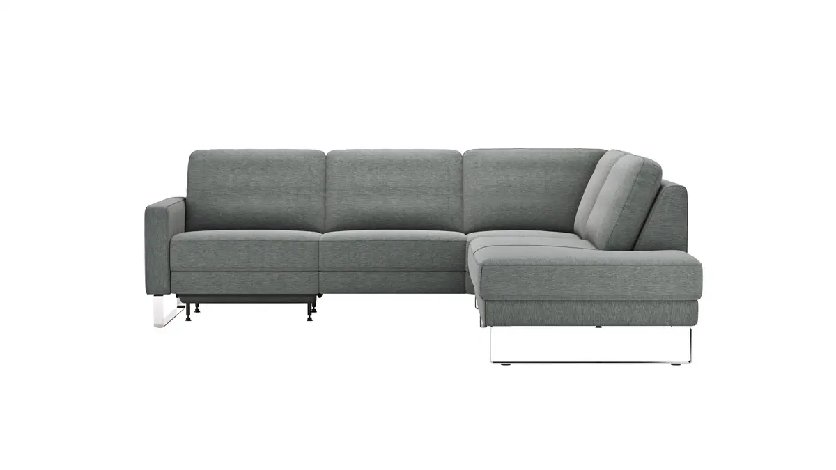Ecksofa Anna - 2,5-Sitzer mit Ecke rechts, inkl. Relaxfunktion (motorisch), Stoff, Grau