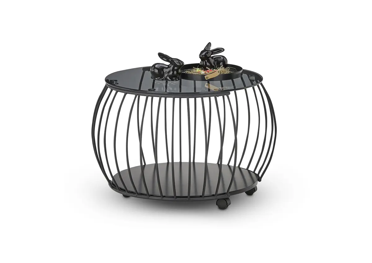 Couchtisch - Ø/H ca. 60x45,5 cm, Grau, Schwarz