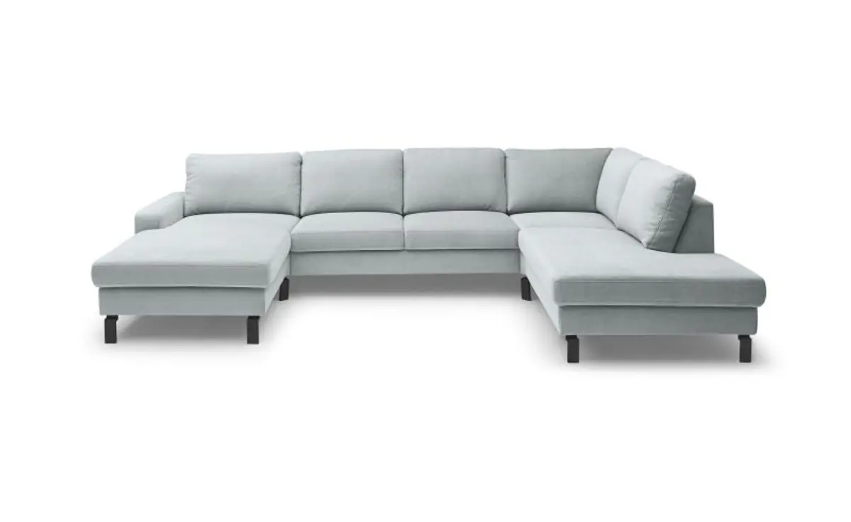 Wohnlandschaft CALM - Longchair links, 2-Sitzer, Ecke rechts, Microfaser, Hellblau