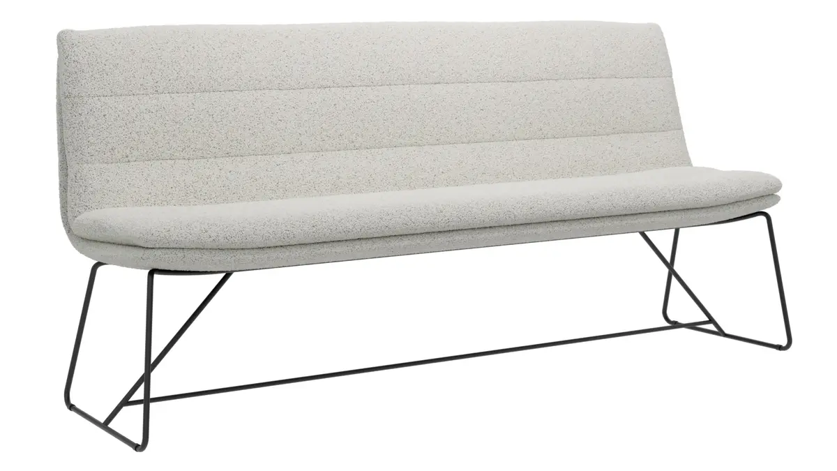 Bank Jukka - B ca. 200 cm, Stoff, Champagner, Kufe, Schwarz