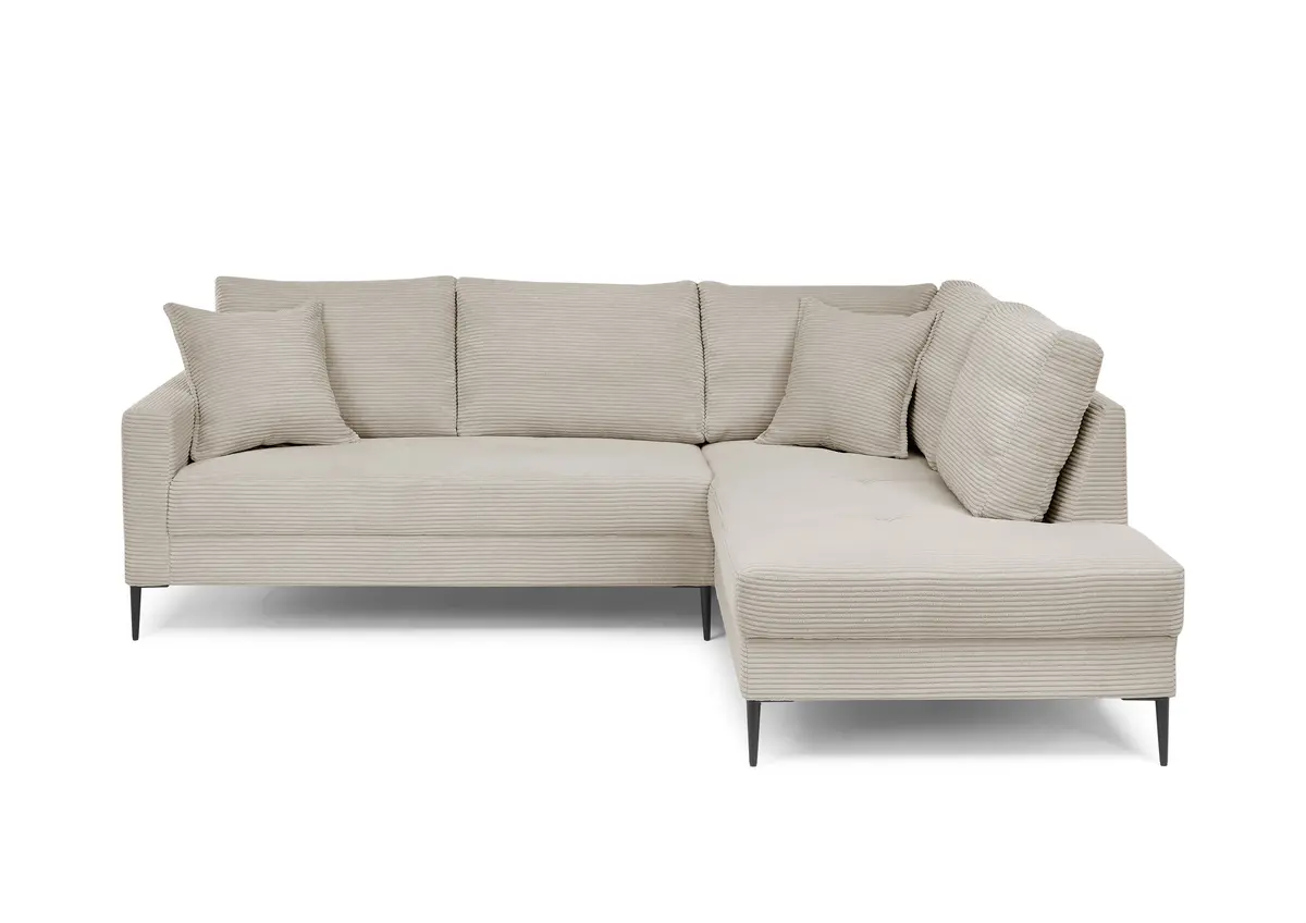 Ecksofa - 3-Sitzer, Ecke rechts, Stoff, Beige