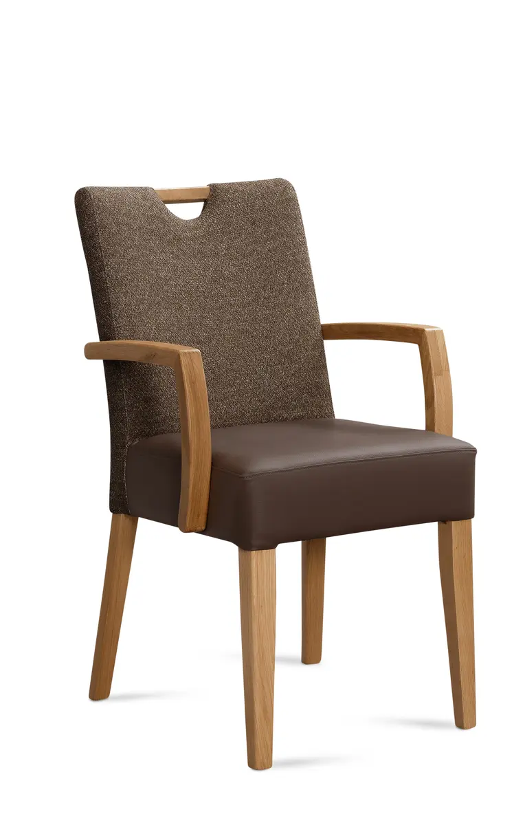 Armlehnstuhl - Polyester, Kombination, Dunkelbraun, Braun
