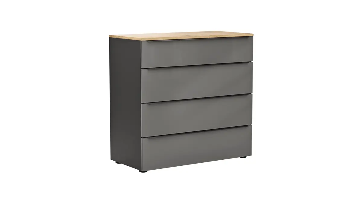 Kommode Colorado - BHT ca. 90x87x43 cm, Dunkelgrau, Griffe schwarz