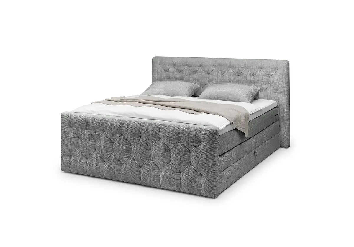 Boxspringbett- Liegefläche ca. 180x200 cm, Stoff, Grau