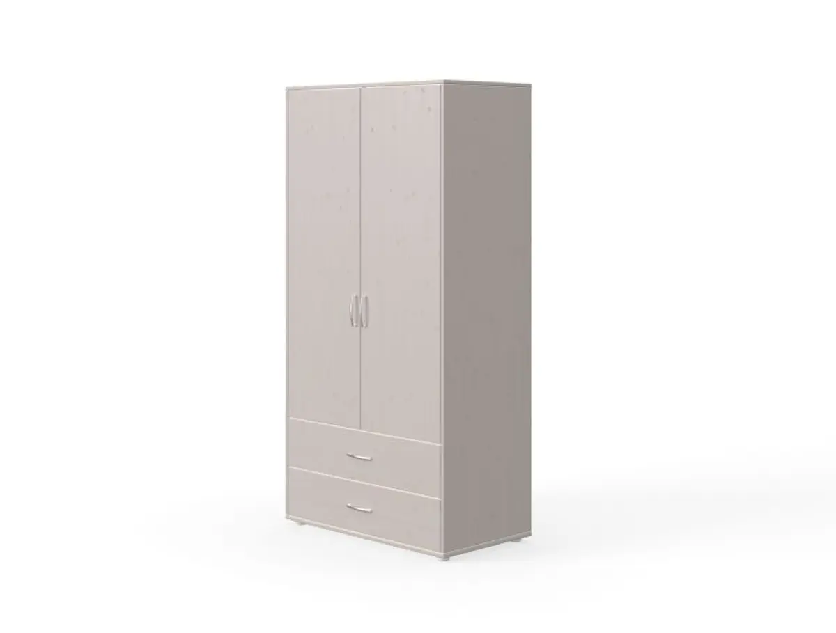 Kleiderschrank- B ca. 101 cm, Kiefer, Massiv, Hellgrau