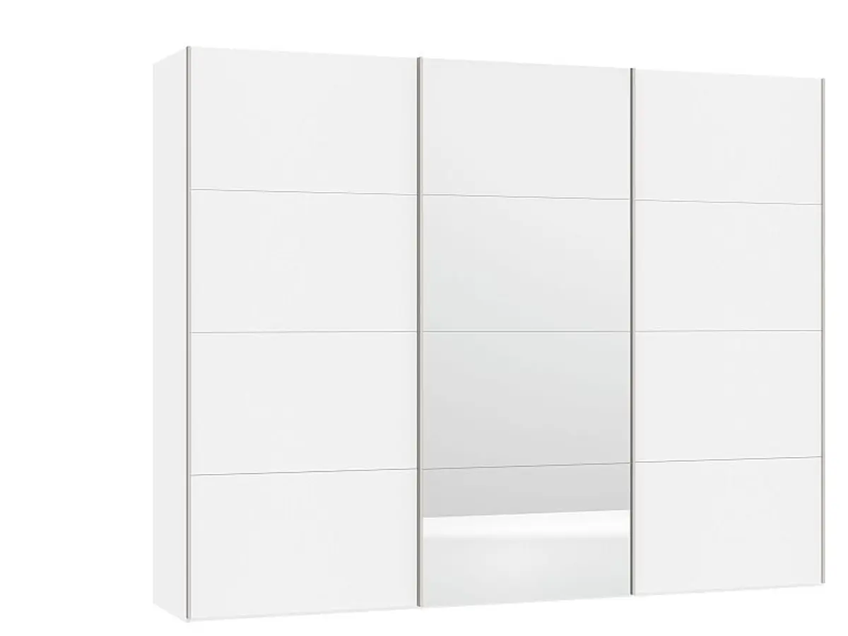 Schwebetürenschrank JOIN IT- B ca. 303 cm., Weiß, Glas, Weiß, Spiegel