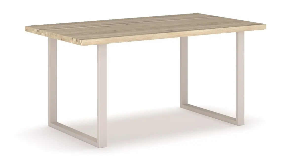 Esstisch - LB ca. 180x100 cm, Eiche bianco massiv geölt, Kreidefarben