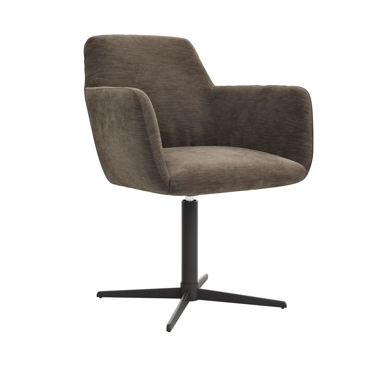 Armlehnstuhl Nashville - drehbar, Stoff, Dunkelbraun