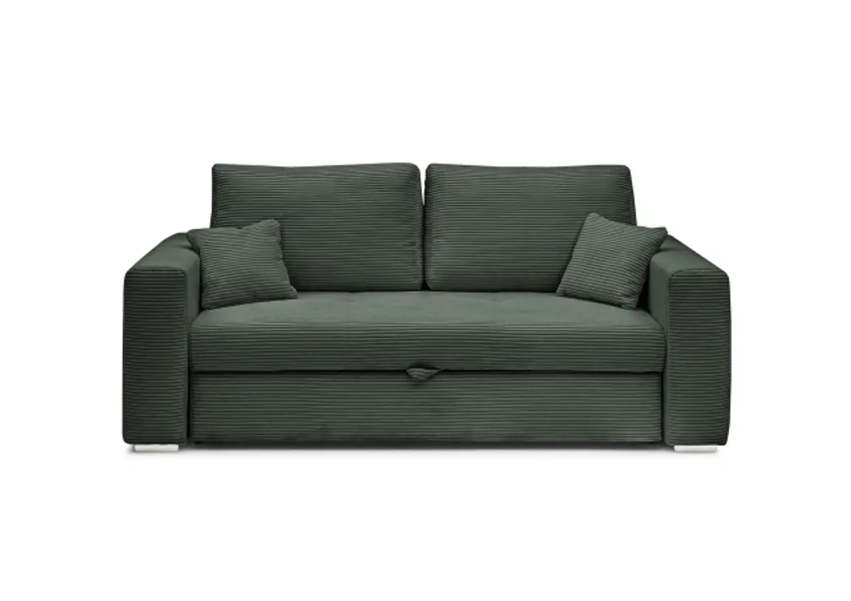Sofa JORDEN 2 - 2,5-Sitzer inkl. Schlaffunktion mit Bettkasten, Stoff, Grün