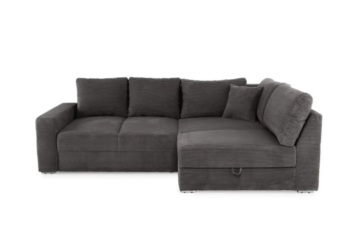Ecksofa JANIS - 2,5-Sitzer, Ecke rechts inkl. Schlaffunktion, Stoff, Grau