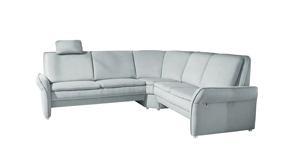 Polstergarnitur EM Sanna - mit Kopfstütze, Stoff, Blau