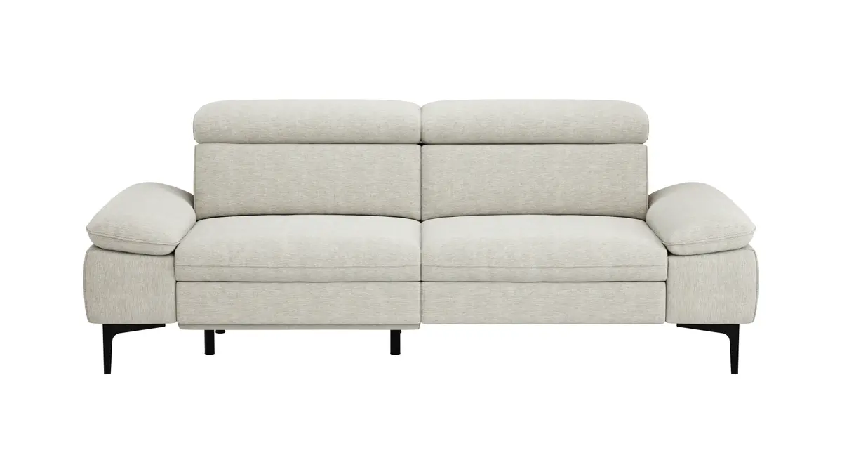 Sofa Felipa - 3-Sitzer inkl. Relaxfunktion (motorisch) und Kopfteil verstellbar, Stoff, Natur