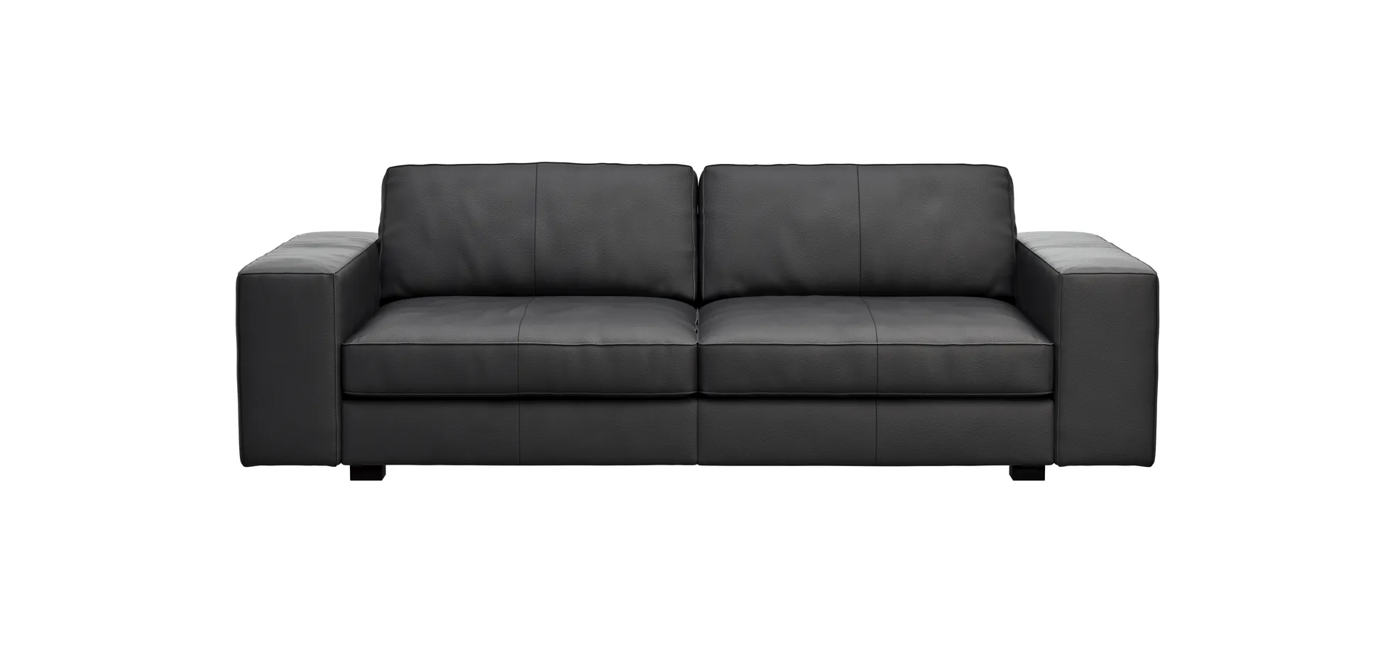 Sofa Aprino 1 - 3,5-Sitzer L, Dickleder, Schwarz, Armlehne Block breit 111285