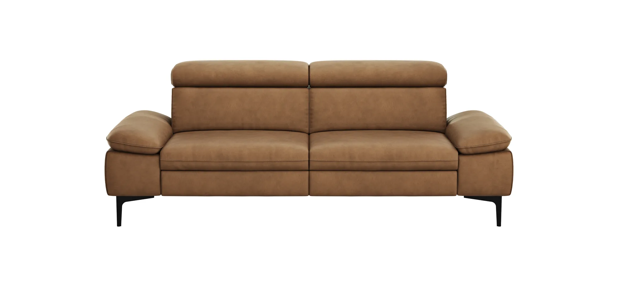 Sofa Felipa - 3-Sitzer inkl. Kopfteil verstellbar, Leder, Cognac 105133
